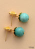 Boho Earrings, Dangle Earrings, Blue Amazonite Gold Flower